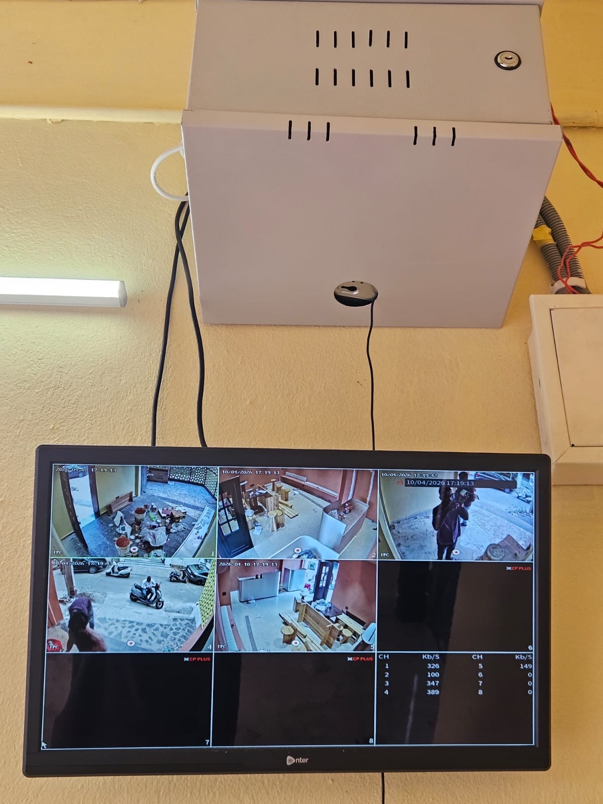 SLNS DVR box and monitor with multiple live camera views