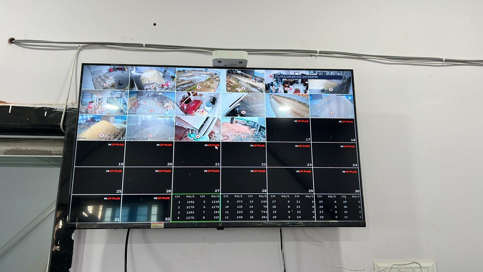 SLNS warehouse and stock area multi-camera monitor display